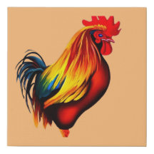 Farbenfrohe Rooster ~ Imitate Wrapped Canvas Print