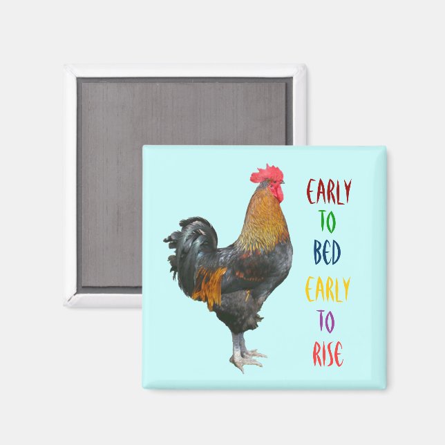 Farbenfrohe Rooster Magnet (Vorderseite/Rückseite)