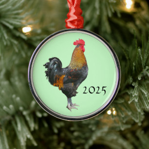 Farbenfrohe Rooster-Ornament Ornament Aus Metall