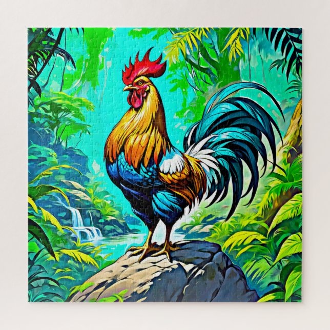 Farbenfrohe Rooster Puzzle (Vertikal)