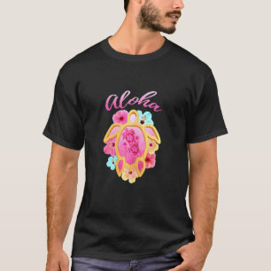 Farbenfrohe Rosa Aloha Hawaii Urlaub Meeresschildk T-Shirt
