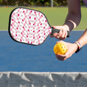 Farbenfrohe rosa Blume Muster Pickleball Schläger