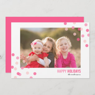 Farbenfrohe rosa Confetti Foto Happy Holidays Card Einladung