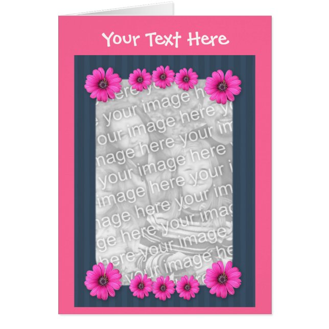 Farbenfrohe rosa Daisy Blume Fotokarte (Vorne)