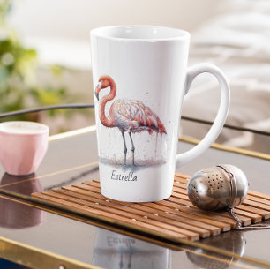 Farbenfrohe rosa Flamingo, anpassbar Milchtasse