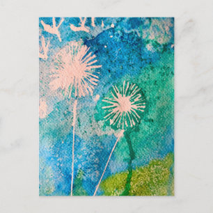 Farbenfrohe rosa Flamingo Aquarellkunst Postkarte