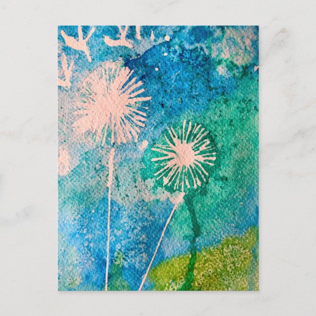 Farbenfrohe rosa Flamingo Aquarellkunst Postkarte (Vorderseite)