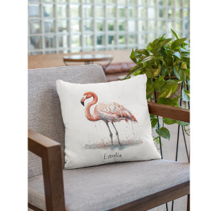 Farbenfrohe rosa Flamingo im Pointillismus-Stil Kissen