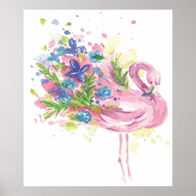 Farbenfrohe rosa Flamingo Poster (Vorne)