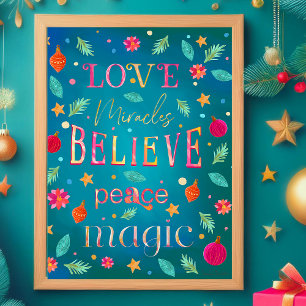 Farbenfrohe Rosa Florals Inspiration Typografie Poster