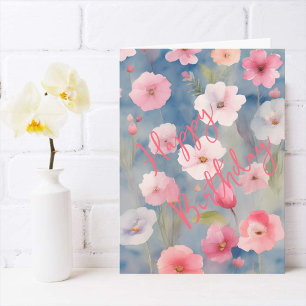 Farbenfrohe Rosa Frühlingsblumen auf den Schattier Karte