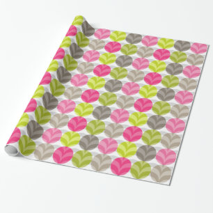 Farbenfrohe rosa grünbraune Polka Dot Muster Geschenkpapier