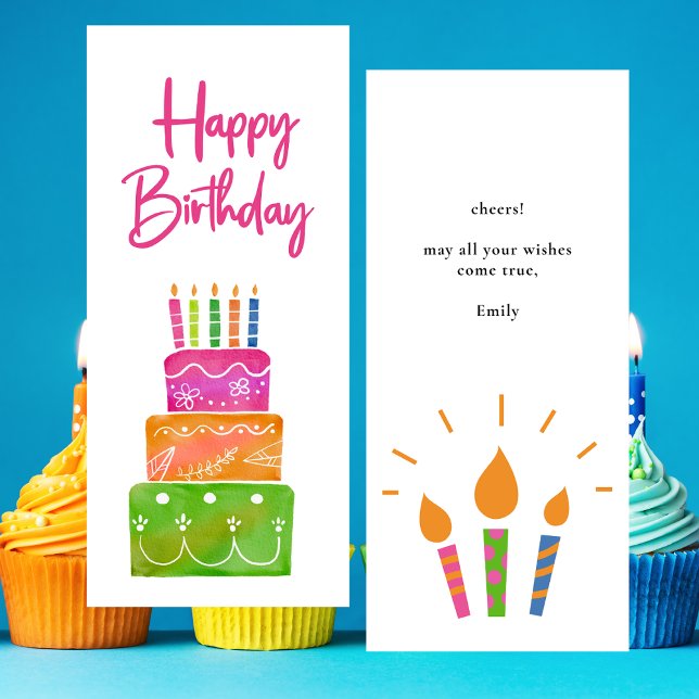 Farbenfrohe Rosa Happy Birthday Candles Flat Card (Von Creator hochgeladen)