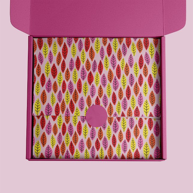 Farbenfrohe rosa-helle Leaf-Muster Seidenpapier (Colourful leaf print pink tissue paper)