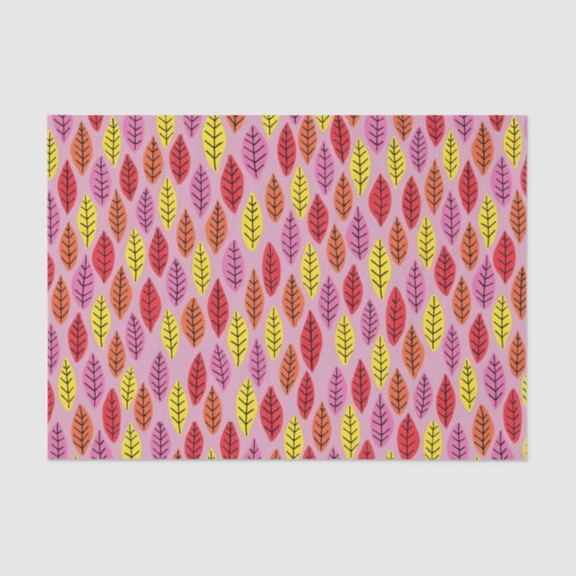 Farbenfrohe rosa-helle Leaf-Muster Seidenpapier (Vorderseite)