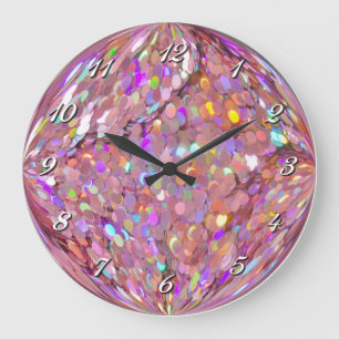 Farbenfrohe rosa Konfetti-Ball-Uhr Große Wanduhr