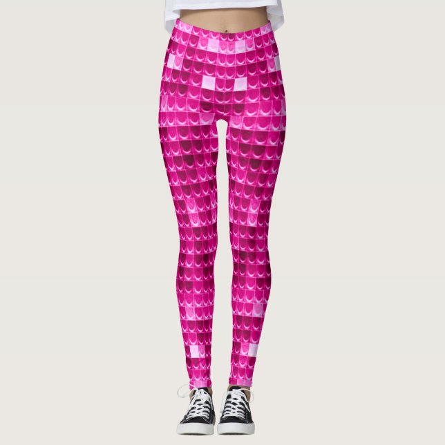 Farbenfrohe rosa Meerjungfrau Scales Fantasy Leggi Leggings (Vorderseite)