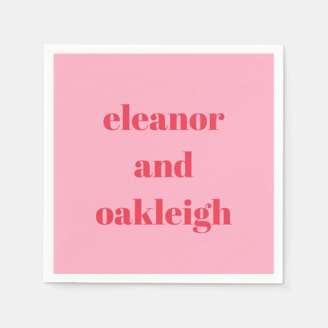Farbenfrohe Rosa Moderne einfache Hochzeit nach Ma Serviette (Vorderseite)