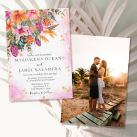 farbenfrohe Rosa Orange Foto Hochzeit mit tropisch