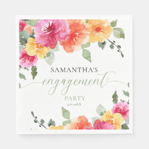 Farbenfrohe rosa-orange Pfingstrosen Frühlingsverl Serviette