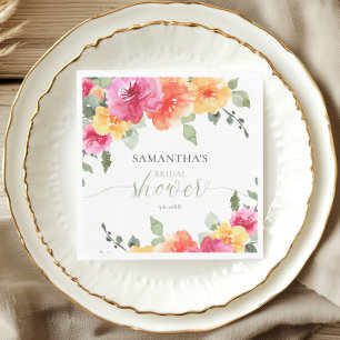 Farbenfrohe rosa-orangefarbene Torfbäume Frühlings Serviette