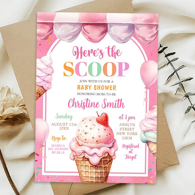 Farbenfrohe rosa, pastelfarbene Candies Ice Cream  Einladung (Von Creator hochgeladen)