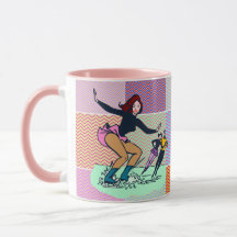 Farbenfrohe rosa Retro-Eiskunstläufer