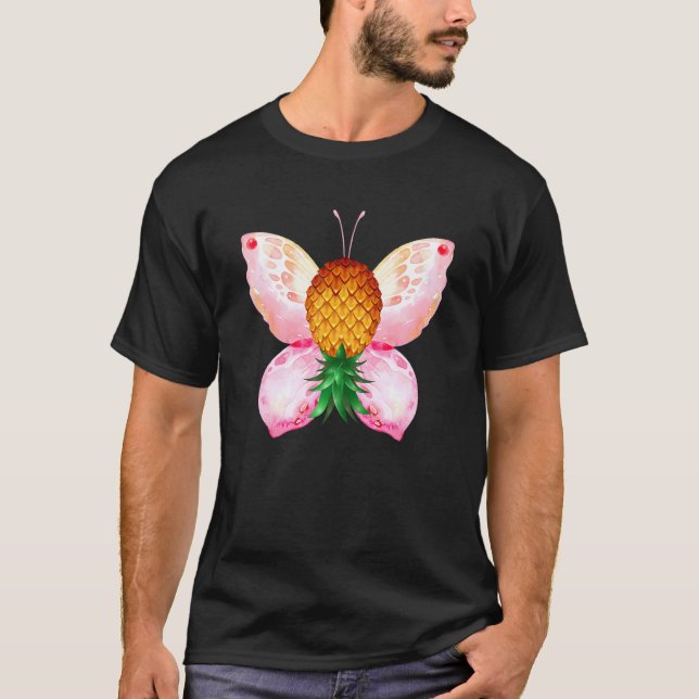 Farbenfrohe Rosa Schmetterling Frauen schwänzen au T-Shirt (Vorderseite)