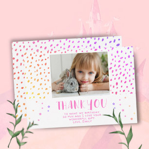 Farbenfrohe rosa Sterne Geburtstag Kinder Foto Dankeskarte