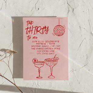 Farbenfrohe Rosa Talkshow Dreißig Gezeichnet 30. G Einladung