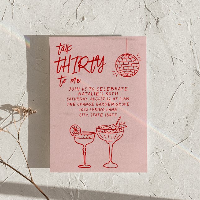 Farbenfrohe Rosa Talkshow Dreißig Gezeichnet 30. G Einladung (Von Creator hochgeladen)