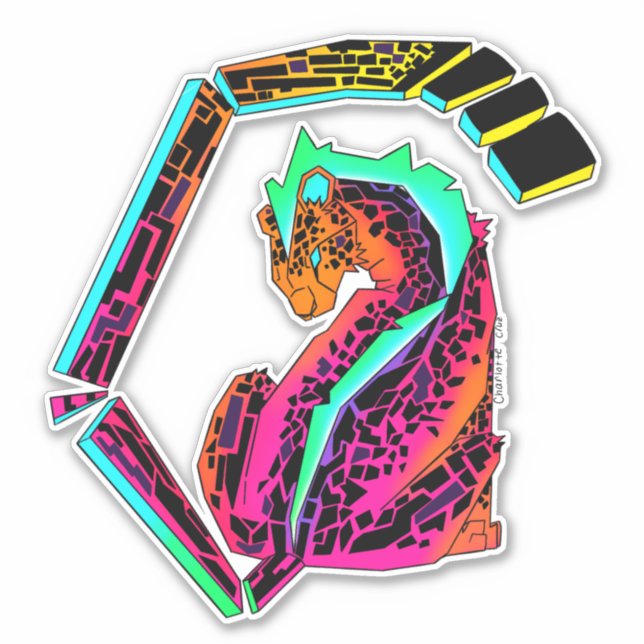 Farbenfrohe rosa und blaue Geparde mit Mohawk Aufkleber (Vorderseite)