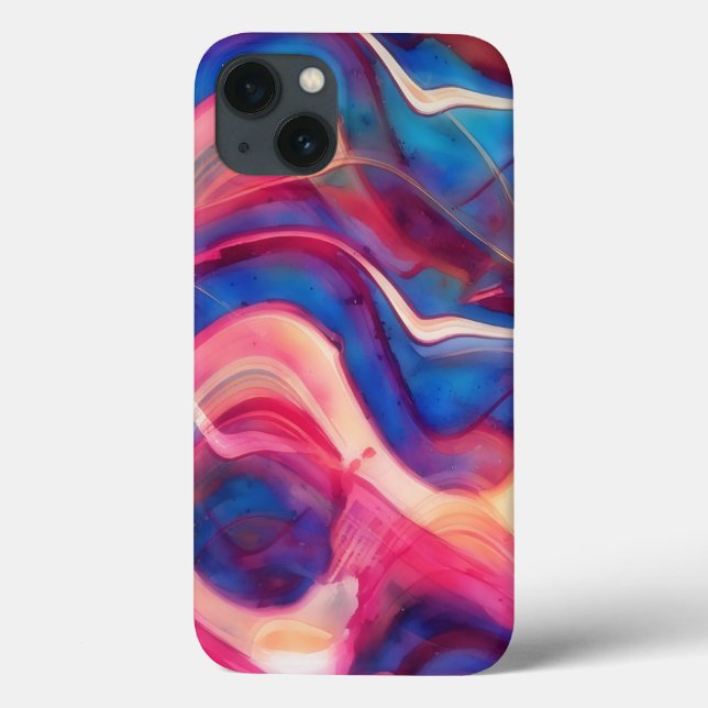 Farbenfrohe rosa und blaue Marmorplatte Art Phone  Case-Mate iPhone Hülle (Rückseite)