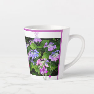Farbenfrohe Rosa und Lila Hydrangea Design Latte T Milchtasse