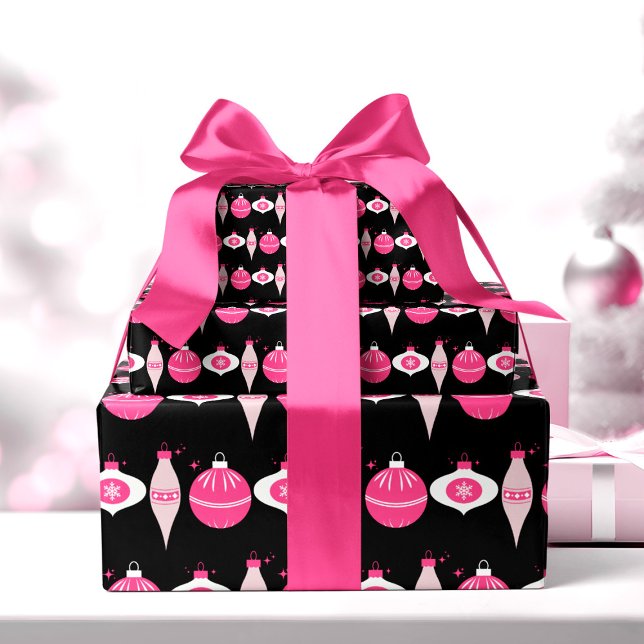 Farbenfrohe, rosa und schwarze Weihnachtspapiere Geschenkpapier (pink Christmas wrapping paper festive pink and black wrapping paper for Christmas gifts)