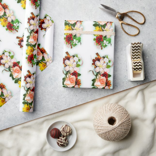 Farbenfrohe Rose Blume Elegante Moderne Geschenke Geschenkpapier (Kunsthandwerk)