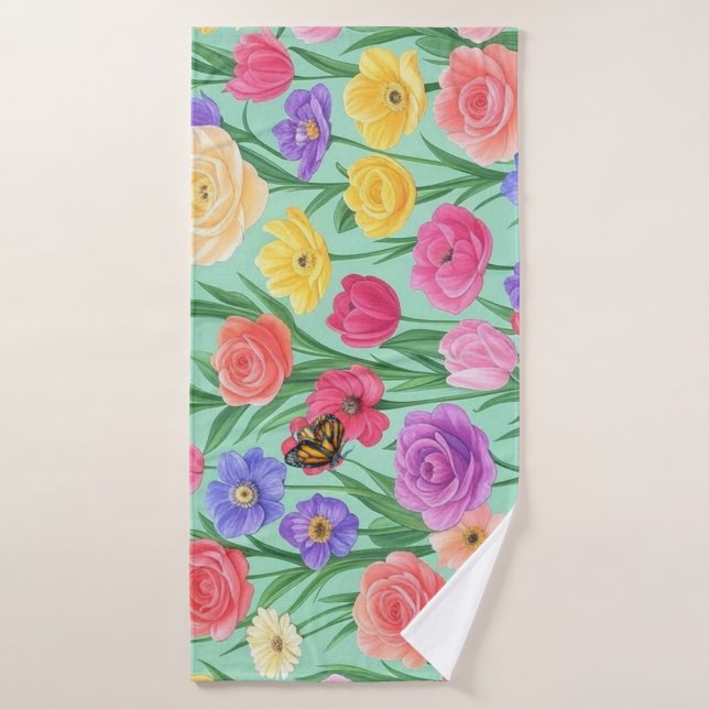 Farbenfrohe Rose Blumen/Frühling Badehandtuch (Badehandtuch)