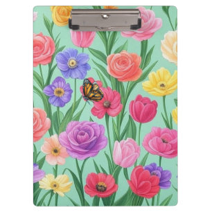 Farbenfrohe Rose Blumen/Frühling Klemmbrett