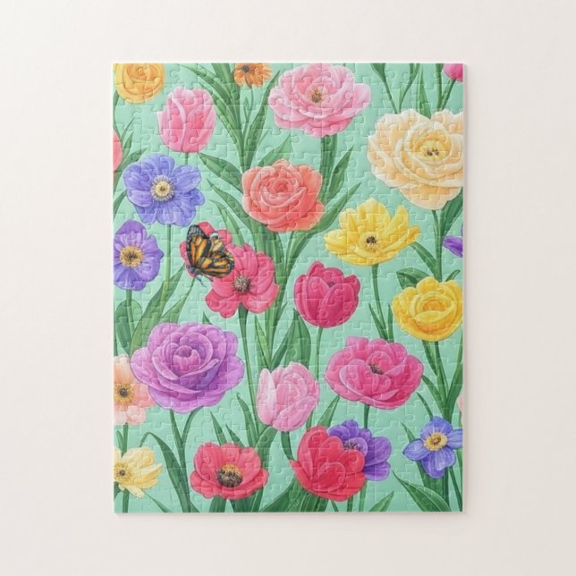 Farbenfrohe Rose Blumen/Frühling Puzzle (Vertikal)