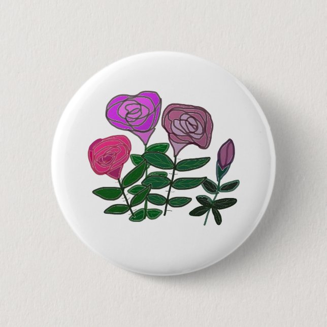 Farbenfrohe Rose Button (Vorderseite)