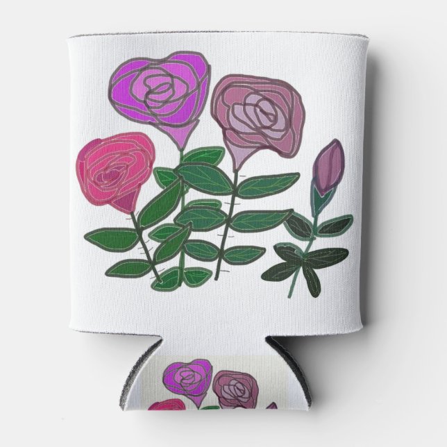 Farbenfrohe Rose Dosenkühler (Vorderseite)