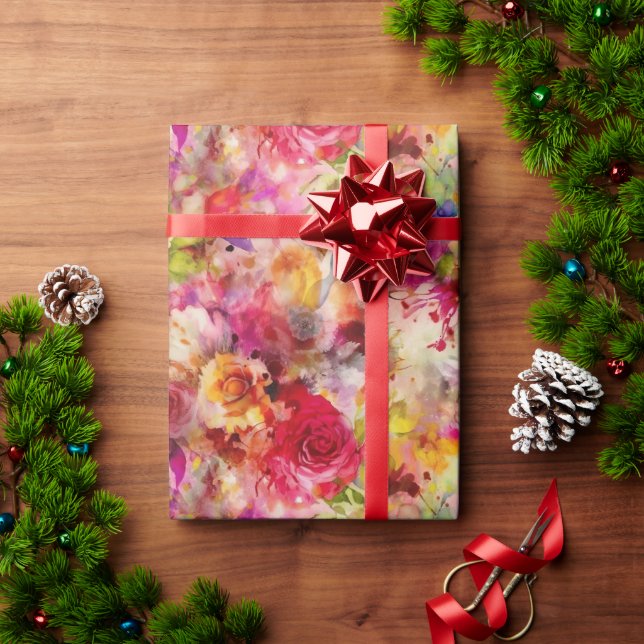 Farbenfrohe Rose Gartenanlage Geschenkpapier (Feiertagsgeschenk)