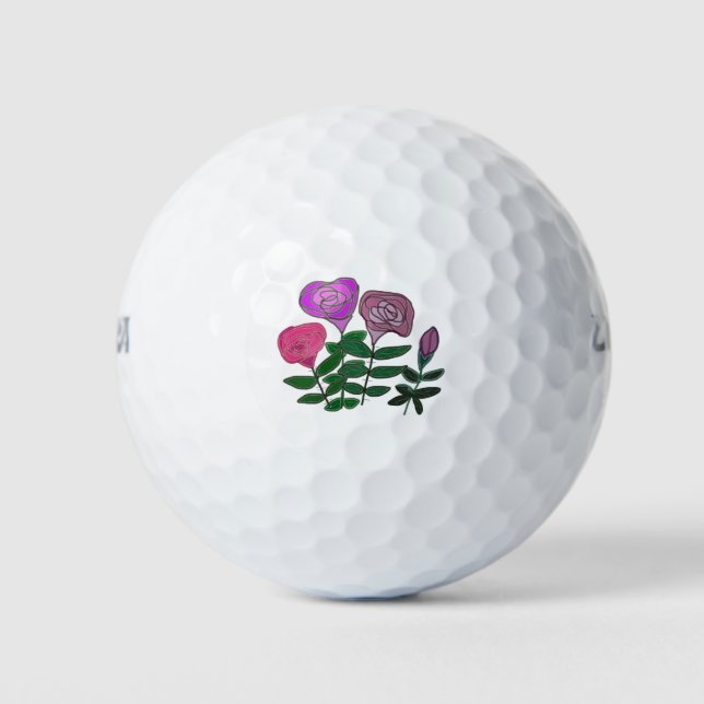 Farbenfrohe Rose Golfball (Vorderseite)
