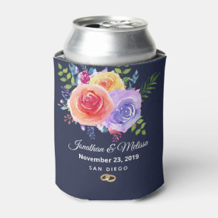 Farbenfrohe Rose Hochzeit mit floralen Wasserfarbe Dosenkühler