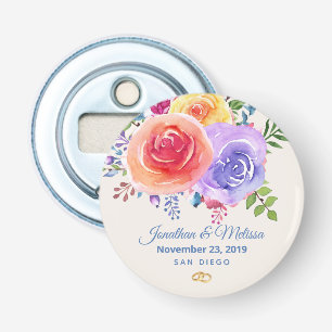 Farbenfrohe Rose Hochzeit mit floralen Wasserfarbe Flaschenöffner
