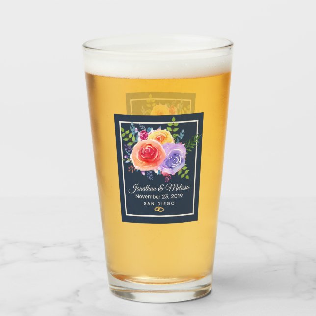 Farbenfrohe Rose Hochzeit mit floralen Wasserfarbe Glas (Vorne (Gefüllt))