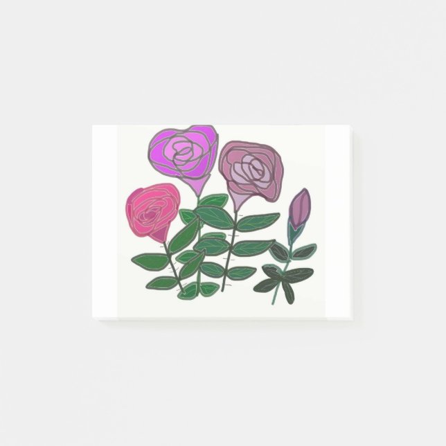 Farbenfrohe Rose Post-it Klebezettel (Vorderseite)