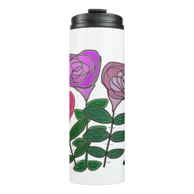 Farbenfrohe Rose Thermosbecher (Vorderseite)