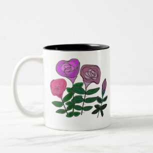 Farbenfrohe Rose Zweifarbige Tasse