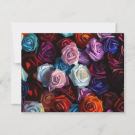 Farbenfrohe Rosen-Rosenkunst-Blumenstrauß-Notizkar Mitteilungskarte